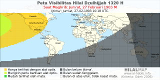 HilalMap: Peta Visibilitas Hilal Dzulhijjah 1320 H: rukyat tanggal 1903-2-27 M