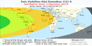 HilalMap: Peta Visibilitas Hilal Ramadhan 1321 H: rukyat tanggal 1903-11-19 M