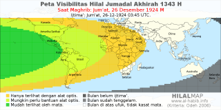 HilalMap: Peta Visibilitas Hilal Jumadal-Akhirah 1343 H: rukyat tanggal 1924-12-26 M