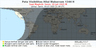 HilalMap: Peta Visibilitas Hilal Muharram 1344 H: rukyat tanggal 1925-7-20 M