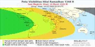 HilalMap: Peta Visibilitas Hilal Ramadhan 1344 H: rukyat tanggal 1926-3-14 M