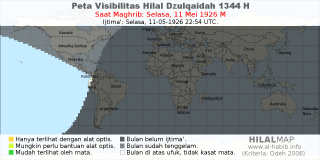 HilalMap: Peta Visibilitas Hilal Dzulqaidah 1344 H: rukyat tanggal 1926-5-11 M
