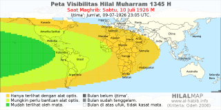 HilalMap: Peta Visibilitas Hilal Muharram 1345 H: rukyat tanggal 1926-7-10 M