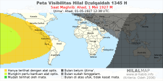 HilalMap: Peta Visibilitas Hilal Dzulqaidah 1345 H: rukyat tanggal 1927-5-1 M