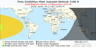 HilalMap: Peta Visibilitas Hilal Jumadal-Akhirah 1346 H: rukyat tanggal 1927-11-24 M