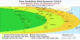 HilalMap: Peta Visibilitas Hilal Syawwal 1354 H: rukyat tanggal 1935-12-26 M