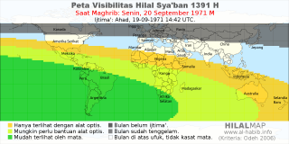HilalMap: Peta Visibilitas Hilal Syaban 1391 H: rukyat tanggal 1971-9-20 M