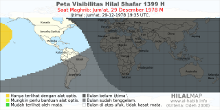 HilalMap: Peta Visibilitas Hilal Shafar 1399 H: rukyat tanggal 1978-12-29 M