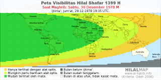 HilalMap: Peta Visibilitas Hilal Shafar 1399 H: rukyat tanggal 1978-12-30 M