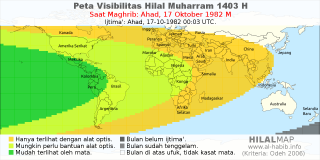 HilalMap: Peta Visibilitas Hilal Muharram 1403 H: rukyat tanggal 1982-10-17 M