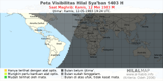 HilalMap: Peta Visibilitas Hilal Syaban 1403 H: rukyat tanggal 1983-5-12 M