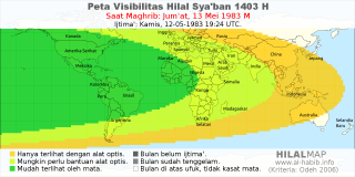 HilalMap: Peta Visibilitas Hilal Syaban 1403 H: rukyat tanggal 1983-5-13 M