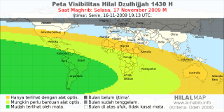 HilalMap: Peta Visibilitas Hilal Dzulhijjah 1430 H: rukyat tanggal 2009-11-17 M
