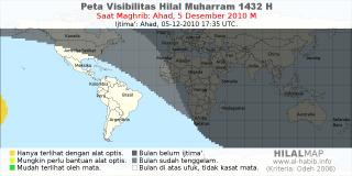 HilalMap: Peta Visibilitas Hilal Muharram 1432 H: rukyat tanggal 2010-12-5 M