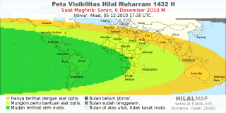HilalMap: Peta Visibilitas Hilal Muharram 1432 H: rukyat tanggal 2010-12-6 M