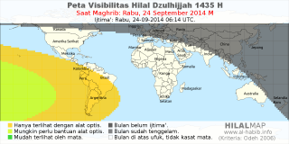 HilalMap: Peta Visibilitas Hilal Dzulhijjah 1435 H: rukyat tanggal 2014-9-24 M
