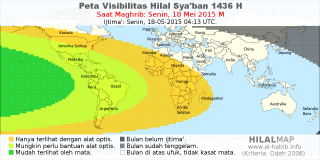 HilalMap: Peta Visibilitas Hilal Syaban 1436 H: rukyat tanggal 2015-5-18 M