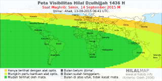 HilalMap: Peta Visibilitas Hilal Dzulhijjah 1436 H: rukyat tanggal 2015-9-14 M