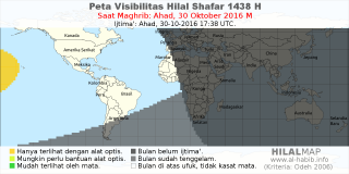 HilalMap: Peta Visibilitas Hilal Shafar 1438 H: rukyat tanggal 2016-10-30 M