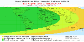 HilalMap: Peta Visibilitas Hilal Jumadal-Akhirah 1438 H: rukyat tanggal 2017-2-27 M