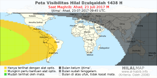 HilalMap: Peta Visibilitas Hilal Dzulqaidah 1438 H: rukyat tanggal 2017-7-23 M