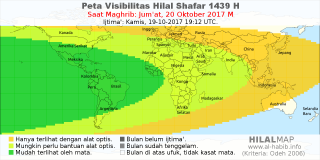 HilalMap: Peta Visibilitas Hilal Shafar 1439 H: rukyat tanggal 2017-10-20 M