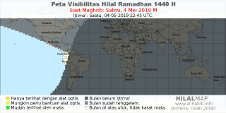 HilalMap: Peta Visibilitas Hilal Ramadhan 1440 H: rukyat tanggal 2019-5-4 M