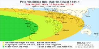 HilalMap: Peta Visibilitas Hilal Rabiul-Awwal 1444 H: rukyat tanggal 2022-9-26 M