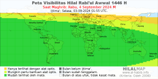 HilalMap: Peta Visibilitas Hilal Rabiul-Awwal 1446 H: rukyat tanggal 2024-9-4 M