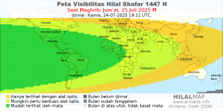 HilalMap: Peta Visibilitas Hilal Shafar 1447 H: rukyat tanggal 2025-7-25 M