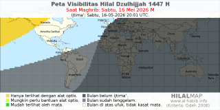 HilalMap: Peta Visibilitas Hilal Dzulhijjah 1447 H: rukyat tanggal 2026-5-16 M