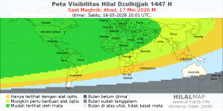 HilalMap: Peta Visibilitas Hilal Dzulhijjah 1447 H: rukyat tanggal 2026-5-17 M