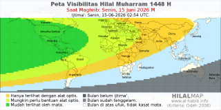 HilalMap: Peta Visibilitas Hilal Muharram 1448 H: rukyat tanggal 2026-6-15 M