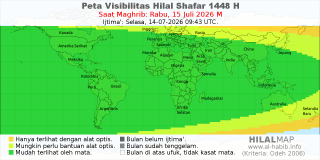 HilalMap: Peta Visibilitas Hilal Shafar 1448 H: rukyat tanggal 2026-7-15 M