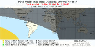 HilalMap: Peta Visibilitas Hilal Jumadal-Awwal 1448 H: rukyat tanggal 2026-10-10 M