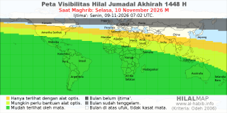 HilalMap: Peta Visibilitas Hilal Jumadal-Akhirah 1448 H: rukyat tanggal 2026-11-10 M