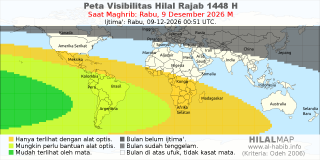HilalMap: Peta Visibilitas Hilal Rajab 1448 H: rukyat tanggal 2026-12-9 M
