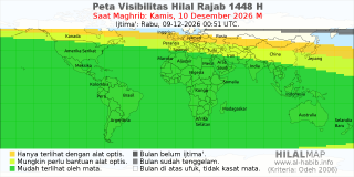 HilalMap: Peta Visibilitas Hilal Rajab 1448 H: rukyat tanggal 2026-12-10 M