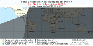 HilalMap: Peta Visibilitas Hilal Dzulqaidah 1448 H: rukyat tanggal 2027-4-6 M