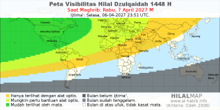 HilalMap: Peta Visibilitas Hilal Dzulqaidah 1448 H: rukyat tanggal 2027-4-7 M