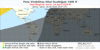 HilalMap: Peta Visibilitas Hilal Dzulhijjah 1449 H: rukyat tanggal 2028-4-24 M