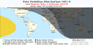 HilalMap: Peta Visibilitas Hilal Syaban 1451 H: rukyat tanggal 2029-12-5 M