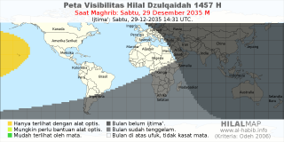 HilalMap: Peta Visibilitas Hilal Dzulqaidah 1457 H: rukyat tanggal 2035-12-29 M