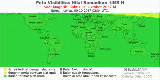 HilalMap: Peta Visibilitas Hilal Ramadhan 1459 H: rukyat tanggal 2037-10-10 M