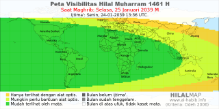 HilalMap: Peta Visibilitas Hilal Muharram 1461 H: rukyat tanggal 2039-1-25 M