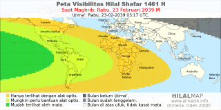 HilalMap: Peta Visibilitas Hilal Shafar 1461 H: rukyat tanggal 2039-2-23 M