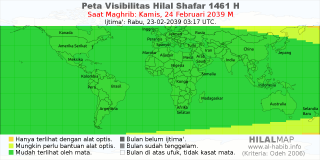 HilalMap: Peta Visibilitas Hilal Shafar 1461 H: rukyat tanggal 2039-2-24 M
