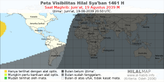 HilalMap: Peta Visibilitas Hilal Syaban 1461 H: rukyat tanggal 2039-8-19 M