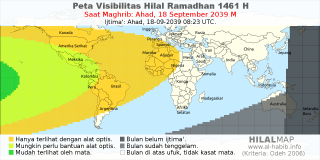 HilalMap: Peta Visibilitas Hilal Ramadhan 1461 H: rukyat tanggal 2039-9-18 M