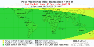HilalMap: Peta Visibilitas Hilal Ramadhan 1461 H: rukyat tanggal 2039-9-19 M